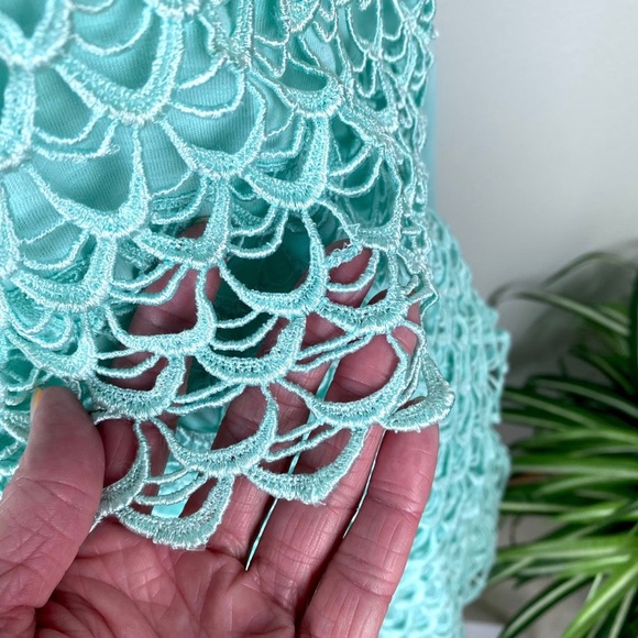 Cato, Plus Size 18/20W Sleeveless Top Pastel Green Eyelet Tiered EUC - Picture 9 of 11